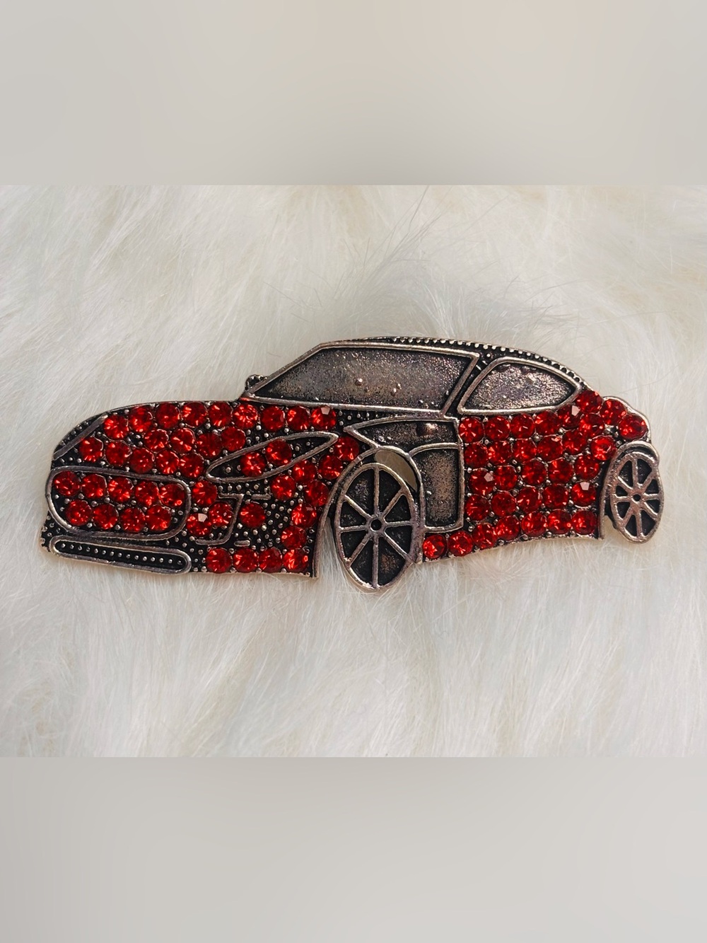 Red Rhinestone Sports Car Brooch